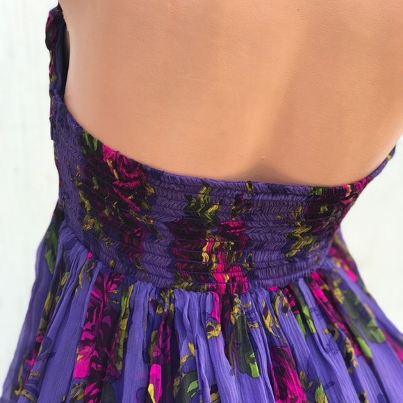 Betsey Johnson silk purple rose dress babydoll vintage pinup dollbaby strapless - Picture 12 of 12